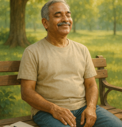 A man sitting peacefully