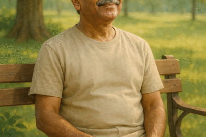 A man sitting peacefully